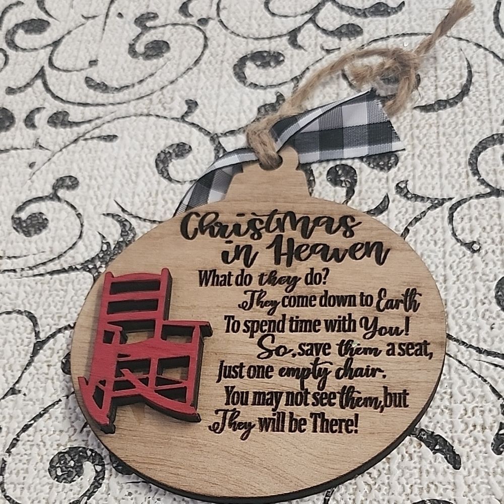 Christmas in Heaven Ornament with Red and Black Accents